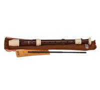 Aulos Flûte à bec soprano en ut Bel Canto 105A (doigté baroque, complète avec housse, baguette d'essuyage et tableau des doigtés, résine synthétique, repose-pouce), marron moyen