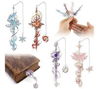 AULSAM Lot de 4 marque-pages en métal en forme d'épée dans le style médiéval fantastique chevalier et viking avec pendentif, accessoires de livre cool pour les amateurs de livres, anniversaire