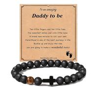 AULSIEY Cadeau pour la première fois pour papa, fête des pères, cadeau pour futur papa, cadeau pour homme, bracelet cadeau pour nouveau papa avec sac à bijoux, Adjustable from 7.3 to 11.5 inches