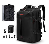 Auluda Sac à dos de voyage extensible 60 L avec système de compression d'air résistant à l'eau avec serrure TSA, bagage noir AERO 52 cm - Pompe à vide incluse