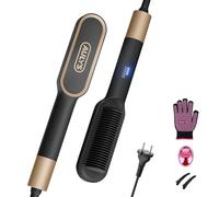 AULYS Brosse Lissante Chauffant, Lisseur Cheveux Céramique Avec 25s PTC Chauffage, Fer à Lisser Peigne avec 5 Températures Ajustables (140-200°C), Anti-BrûLure, Brosse Chauffante