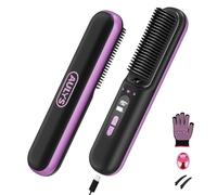 AULYS Brosse Lissante Sans Fil - Chauffage Rapide 25s, 6 Températures Réglables, Batterie 2400mAh, Anti-Frisottis, Affichage LED, Sécurité Anti-Brûlure - Pour Tous Types de Cheveux