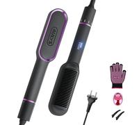 AULYS Lisseur Cheveux Céramique, Brosse Lissante Chauffant Avec 25s PTC Chauffage, Fer à Lisser Peigne avec 5 Températures Ajustables (140-200°C), Anti-BrûLure, Brosse Chauffante