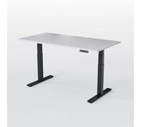AUM WORLD Bureau Assis Debout Électrique Advanced - Pieds Noir, Plateau Essential Blanc Premium 120x80, Double Moteur Silencieux, Charge 120 kg, Hauteur 62,5-127,5 cm, 4 Mémoires, Made in France