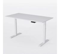 AUM WORLD Bureau Assis Debout Électrique Advanced Pro Essential 140x80 cm - Structure Blanche & Plateau Blanc Premium - Ergonomique, Silencieux, Bois FSC, Fabrication Française