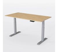 AUM WORLD Bureau Assis Debout Électrique Advanced Pro Essential 180x80 cm - Structure Grise & Plateau Chêne Clair - Bois FSC, Double Moteur, Ergonomique
