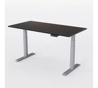 AUM WORLD Bureau Assis Debout Électrique Advanced Pro Essential 180x80 cm - Structure Grise & Plateau Noir - Bois Recyclé FSC, Double Motorisation, Design Français