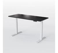 AUM WORLD Bureau Assis Debout Motorisé Advanced AUVA Blanc avec Plateau Noir 180x70 cm, Bureau Électrique Ergonomique, Double Moteur Pro