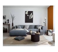 Aumance - canapé d'angle gauche 4 places - en velours côtelé - Bleu grisé