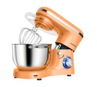 Aumate Robot Pâtissier, Robot de Cuisine Professionnel 1400 W 6,2 L, Robot Pétrin avec Fouet, Batteur et Crochet Pétrisseur, 6+P Vitesses (Orange)