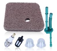 AUMEL Kit de Filtre à Air pour STIHL FS38 FS45 FS55 FS45C FS55R HS45 etc Filtre à Air en Coton + filtre essence + pompe d'amorcage + tuyau carburant + bougie d'allumage 4140-124-2800 4140 358 7702