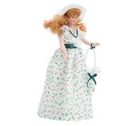 Aumotop 1:12 Poupée Miniature en Porcelaine Belle Robe Verte Modèle de Maison de Poupée avec Support pour 6,1" adapté à la Décoration Maison Bricolage