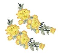Aumotop Accessoires Vestimentaires Patch brodé Spécial Fleurs Bricolage Coton Décoratif à Coudre pour Vestes en Jean Gilets 2 Pièces pour Sacs Rideaux 4,3 X 11 Pouces (Jaune)