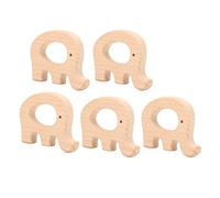 Aumotop Anneaux de Dentition en Bois Naturel, 5 Pièces, Durables et élégants, Jouets pour bébé, pour un Soulagement Sûr des Dents, en Bois de Hêtre (Éléphante)