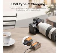 Aumotop Batterie D'appareil Photo Longue Durée NP-FZ100, 2280 MAh, 16,4 Wh, pour A7 III/A7R III/A9, Paquet de 2 avec Port de Charge Type C, Indicateur LED, Idéal pour Les Photographes et Vidéastes