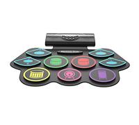Aumotop Batterie électronique Portable, Double Haut-parleurs, 9 Pads | Léger, compatible MIDI, chargement USB, fonction d\'enregistrement intégrée, son réaliste