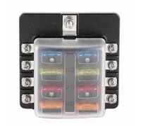 Aumotop Boîte à Fusibles à Indicateur LED 8 Voies pour Bateau de Voiture, Support de Borne écrou Vis Solide avec 16 Fusibles Lame, adapté Divers Véhicules