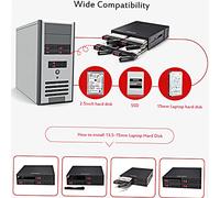 Aumotop Boîtier de Rack Mobile pour Disque Dur SSD - Fond de Panier à 4 Baies avec Verrouillage à clé, Transfert Grande Vitesse pour Boîtier Externe