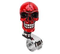 Aumotop Bouton de Volant en Forme de Crâne, Bouton Virage élégant, Rehausseur pour Voitures, Camions, Bateaux, Résine Métallique Noir, 1 Pièce (Rouge)