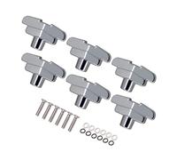 Aumotop Boutons de Réglage de Guitare, Touches Durables en Forme T pour Guitares Folk électriques Acoustiques, Alliage Zinc Noir, Ensemble 6 Pièces pour Musiciens (Argent)