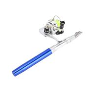 Aumotop Canne à Pêche Pliable de Poche Compacte, Mini Stylo, Kit de Canne à Pêche Télescopique Léger, Kit pour Les Pêcheurs en Déplacement, Alliage D'aluminium et Fibre d'acier, Bleu/Rouge, 1 M (1,6