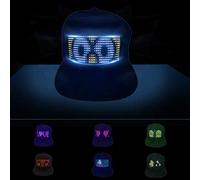 Aumotop Casquette D'affichage LED BT, 22 Animations, 20 Images, Mode Musique, Chapeau de Baseball pour Fête D'halloween, Fête de Famille, en Fiber Viscose