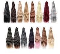 Aumotop Cheveux au Crochet 30 Pouces Vague Profonde Cheveux en Vrac Tressage Bouclés Extension de au Crochet Naturel Doux Mat Haute Température Fibre Couleur 1 pour les Mariages (Couleur 9)