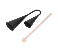 Aumotop Cloche Agogo Bicolore avec Bâton en Bois, Instrument de Percussion en Métal Facile à pour les Enfants, Parfait pour les Concerts et Fêtes, 18,5 Cm
