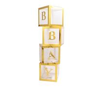 Aumotop Décoration de Boîte à Ballons avec Lettres, Assemblage Facile, Conception Transparente, pour Proposition de Confession, Fête Prénatale, 4 Pièces (Or)