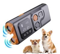 Aumotop Dispositif Silencieux D'aboiement de Chien Ultrasonique, Contrôle de Lampe Poche LED Sûr, Dissuasion pour L'intérieur et L'extérieur, Rechargeable, Portable, Noir, Orange, ABS
