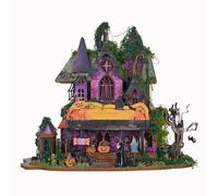 Aumotop Ensemble de Construction de Puzzle 3D Château hanté à Faire Soi-même avec Lumières LED pour Une Décoration Effrayante la Maison, Amateurs d'halloween en Bois/Papier/matériau en Tissu