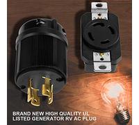 Aumotop Ensemble de Fiches et de Prises Courant pour Générateur Durable 125 V-250 V 30 A pour Camping-Car AC, en Plastique et Métal, Connexion à Un Générateur [Camping en Plein air]