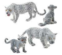Aumotop Ensemble de Figurines Miniatures Réalistes de Léopard des Neiges, 4 Pièces, Jouets éducatifs pour Enfants, Décoration Maison Idéale pour Petites Scènes Uniques (4 modèle léopard)