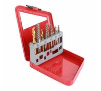 Aumotop Ensemble D'extracteur de Vis de Foret plaqué Titane avec Boîtier en Métal, Kit Foret Portable pour Main Gauche pour Extraire les Fixations Endommagées, Idéal les Travailleurs D'entretien