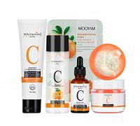 Aumotop Ensemble Hydratant éclaircissant à la Vitamine C pour le Rajeunissement, L'hydratation et l'élasticité de la Peau avec Nettoyant pour le Visage, Sérum Tonique, Masque Crème Visage, Ensemble