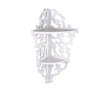 Aumotop Étagère de Rangement Sculptée à 2 Niveaux Blanche, Présentoir d'angle élégant pour Salle de Bain et Douche, Durable et, 1 unité