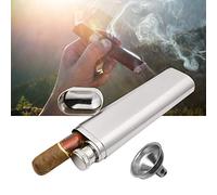 Aumotop Flasque de Hanche, Flasque de Hanche en Acier Inoxydable à Deux Tubes et Porte-cigares, Tube d'humidification combiné, étui Transport Voyage, Flacon Sport pour Alcool pour Hommes