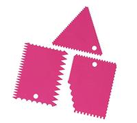 Aumotop Grattoir à Crème à Gâteau, Bord de Dents Irrégulier, pâte pour Accessoires de Cuisson, Outil Décoration Pâtisserie 3 Pièces (Rose Rouge)