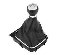 Aumotop Guêtre de Pommeau de Levier Vitesse à 6 Vitesses, Conception Ergonomique pour 6 MK5 MK6 2005 - 2014, Cuir PU Noir + Argent