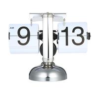 Aumotop Horloge de Table Haut de Gamme en Acier Inoxydable avec Lustre Métallique, Résistante à la Chaleur, Horloge à Quartz Engrenage Interne, Table Modernes, Blanc (Blanche)