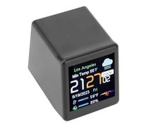 Aumotop Horloge électronique Multifonctionnelle de Prévisions Météorologiques, Horloge Compacte à Affichage LCD pour Bureau/poste de Travail (Noire)