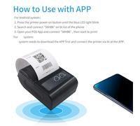 Aumotop Imprimante Thermique Portable de 58 Mm pour supermarché, Restaurant, Connexion USB BT, Prise en Charge de la Commande ESC/POS, Imprimante Reçus Thermique Directe avec Connexion sans Fil