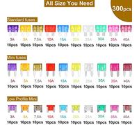 Aumotop Kit D'assortiment de Fusibles à Lame, Ensemble de 300 Fusibles Professionnels en Aluminium pour Voiture, Camion, SUV, RV, Outils Réparation Bateaux Marins