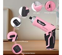 Aumotop Kit de Tournevis électrique Compact et Léger avec Poignée à 2 Positions et Verrouillage de Broche pour Usage Domestique Petits Projets Bricolage Tournevis sans Fil en Plastique Bleu/rose