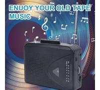 Aumotop Lecteur de Cassettes Portable de Style Vintage, Radio AM/FM, Haut-parleurs Stéréo pour Amateurs Musique Rétro, ABS Noir 4,7"