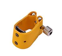 Aumotop Ligature de Saxophone Alto Sax, Embout en Bakélite, Accessoire pour Son Complet, tonalité Centrée, Cuir Jaune, 1 Pièce