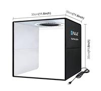 Aumotop Lightbox Studio Photo Box avec 80 Perles LED, Design Pliable et 6 Fonds, Kit de Tente D'éclairage de Photographie Portable pour Petits Objets, Matériau Oxford Imperméable (Noir)