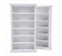 Aumotop Maison de Poupée Bibliothèque 1:12 Échelle Miniature en Bois | Taille compacte, Grand espace de rangement, Bois de bouleau, Présentoir polyvalent