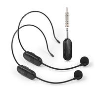 Aumotop Micro sans Fil Casque Micro Professionnel Haute fidélité pour Amplificateur de Haut-parleur karaoké Système de Sonorisation Enseignement du Fitness, 2 en 1 pour Chanter et Parler