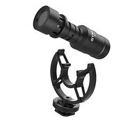 Aumotop Microphone D'enregistrement Mini, Cardioïde avec Suspension | Conception compacte, qualité sonore améliorée, vidéo mobile, compatibilité TRS/TRRS 3,5 mm